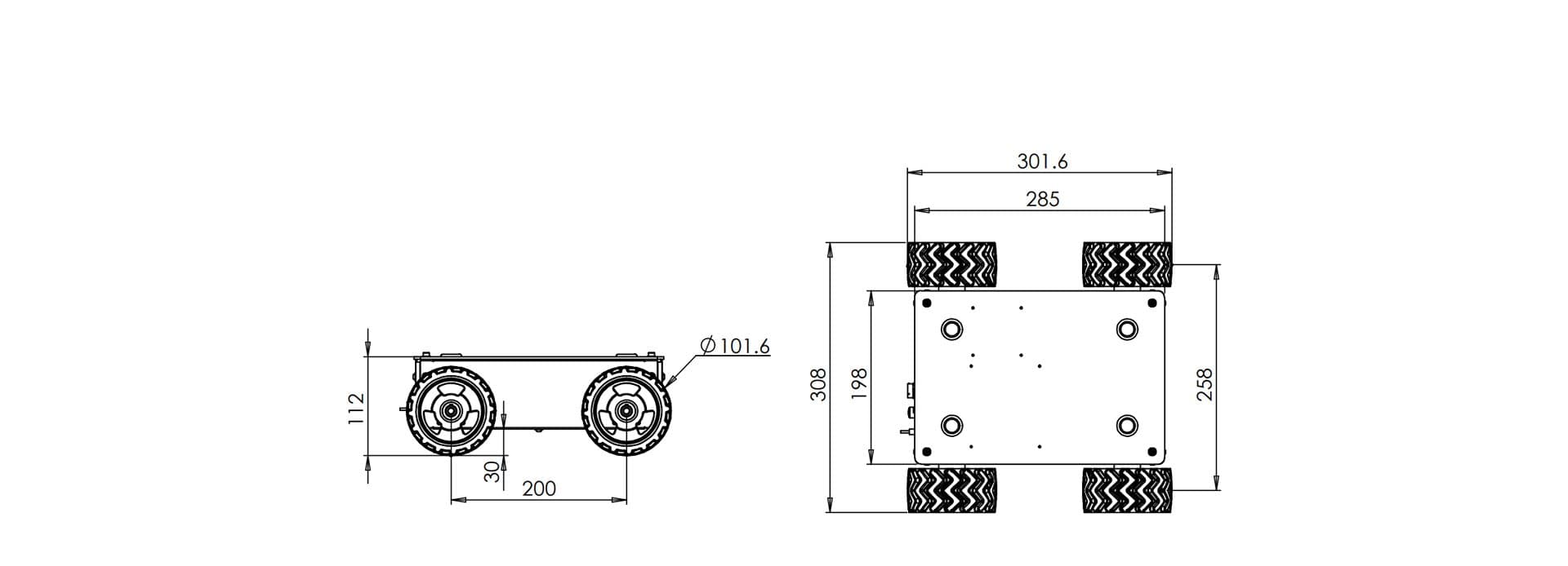 Discovery C2 Four Wheel Differential PlatformExterior Dimension