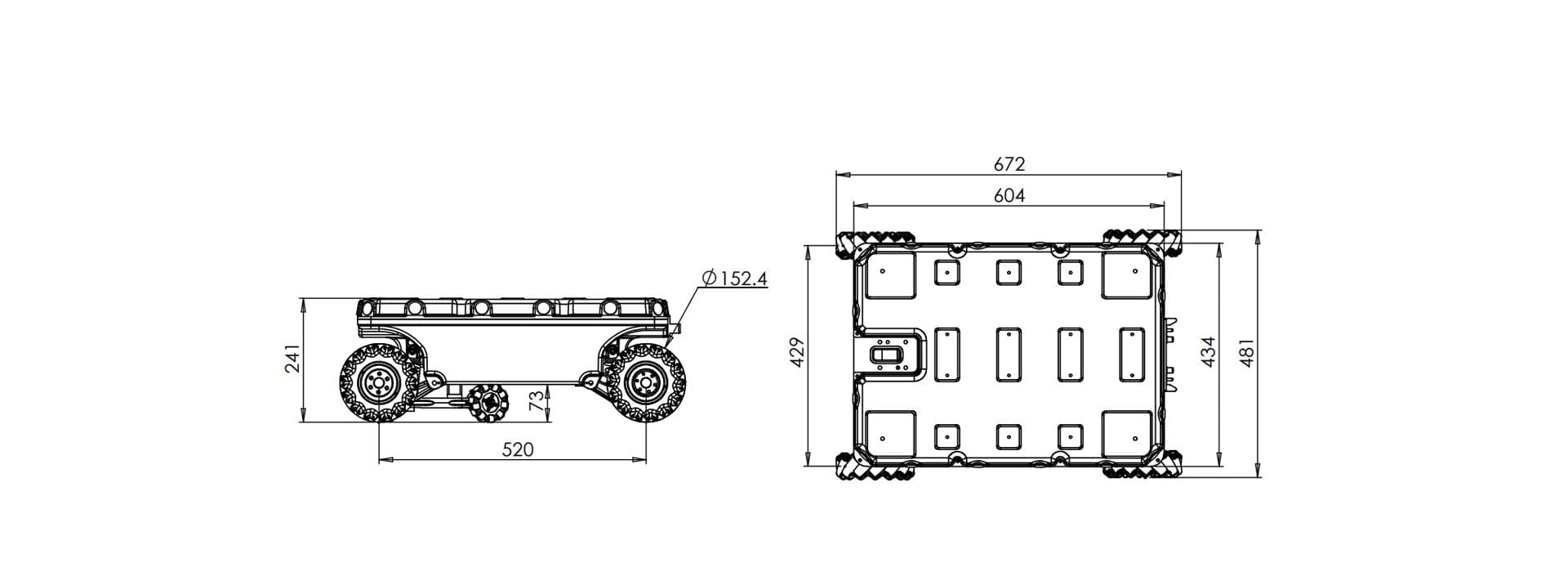 Navigator Q2 Four-wheeled omni-directional platformExterior Dimension